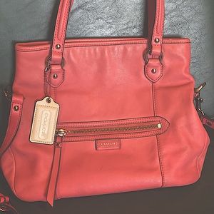 Coach crossbody purse “Mia” daisy leather in Coral